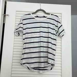 Madewell Navy Blue and White Striped T-shirt